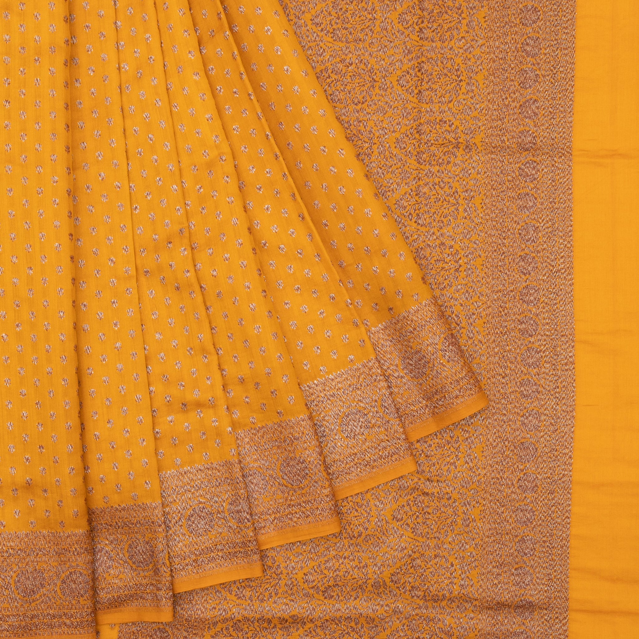 Yellow Chiniya Silk Saree