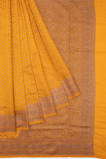 Yellow Chiniya Silk Saree