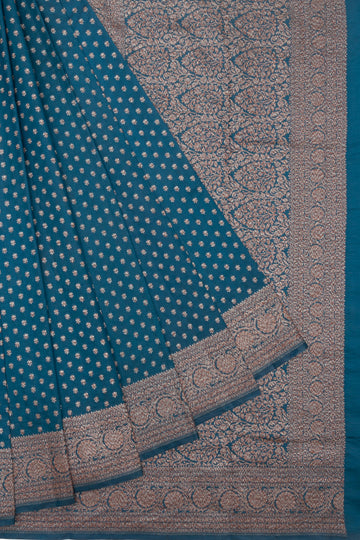 Peacock Blue Chiniya Silk Saree