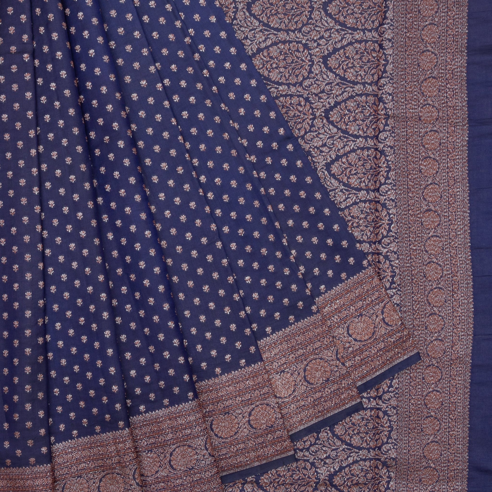 Navy Blue Chiniya Silk Saree