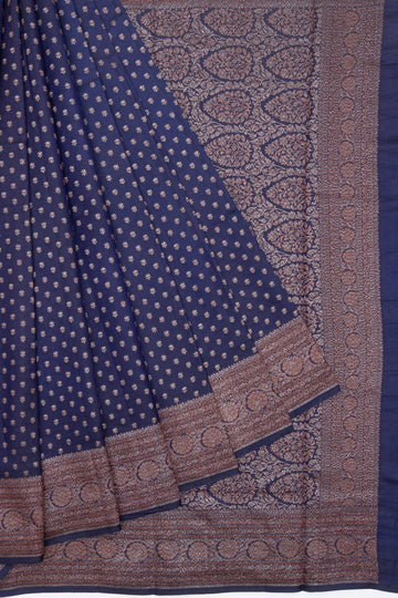 Navy Blue Chiniya Silk Saree