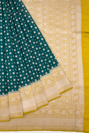 Peacock Green Chiniya Silk Saree