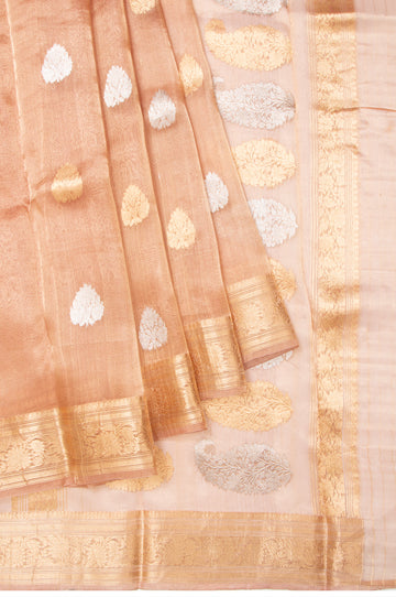 Onion pink Banaras Tissue Silk Saree