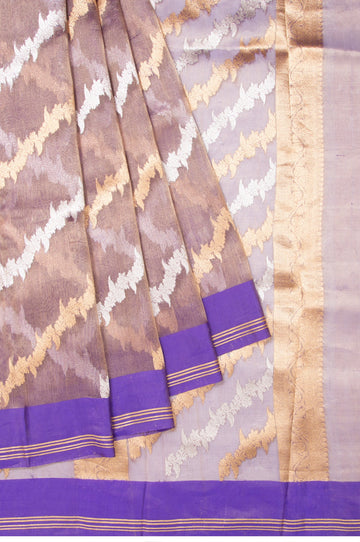 Violet Banaras Tissue Silk Saree with Violet Blouse