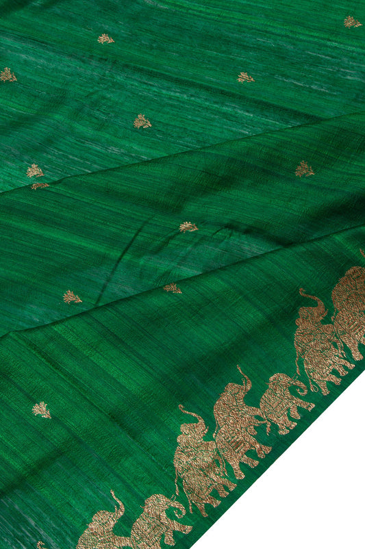 Green Tussar Silk Saree