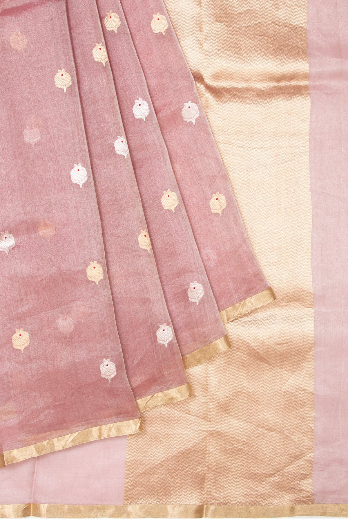 Onion Pink Organza Tissue Silk Saree with Piping Border