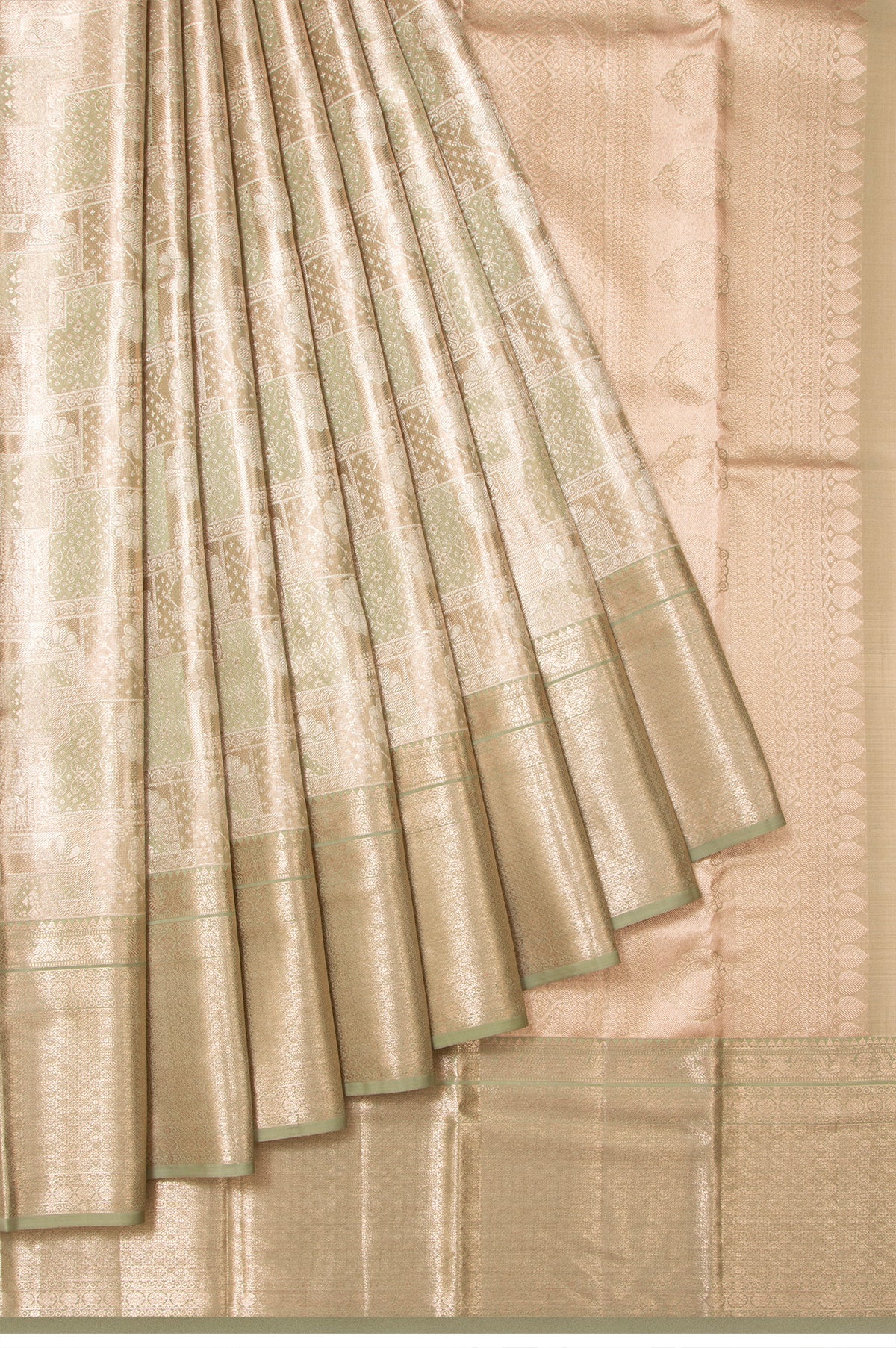 Pista Green Kanchipuram Tissue Silk Saree