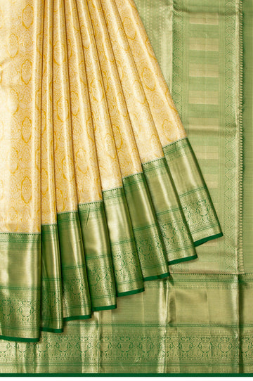 Yellow Kanchipuram Tissue Silk Saree