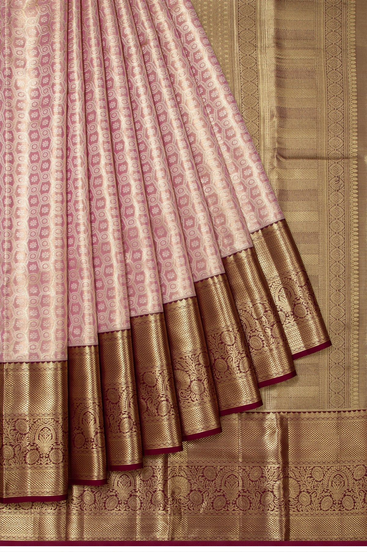 Onion Pink Kanchipuram Tissue Silk Saree