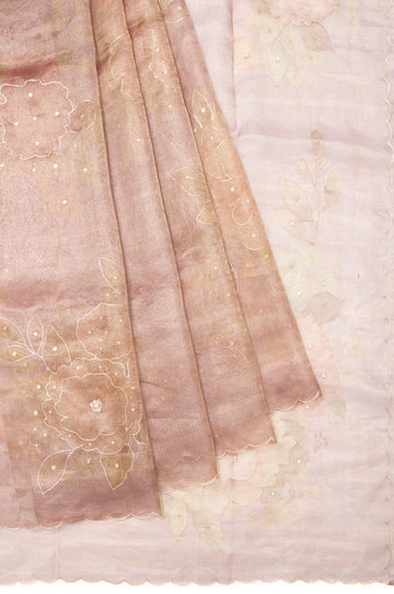 Lavender Organza Tissue Saree with Open Border