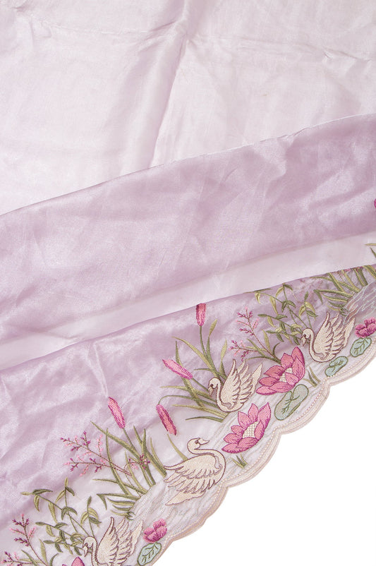 Lavender Organza Tissue Saree with Swan and Lotus Border