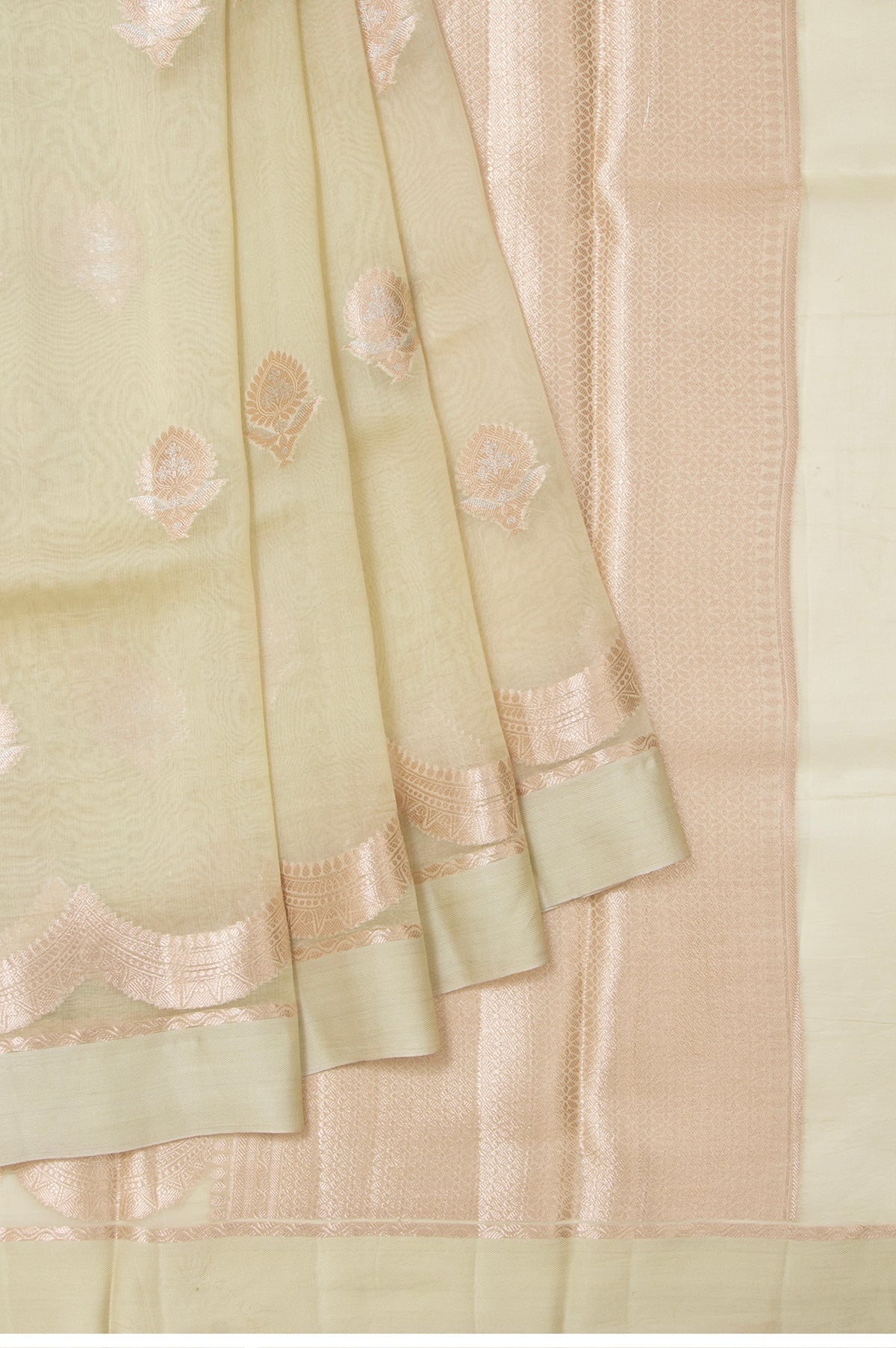 Green Banaras Organza Silk Saree with Brocade Tassel Pallu