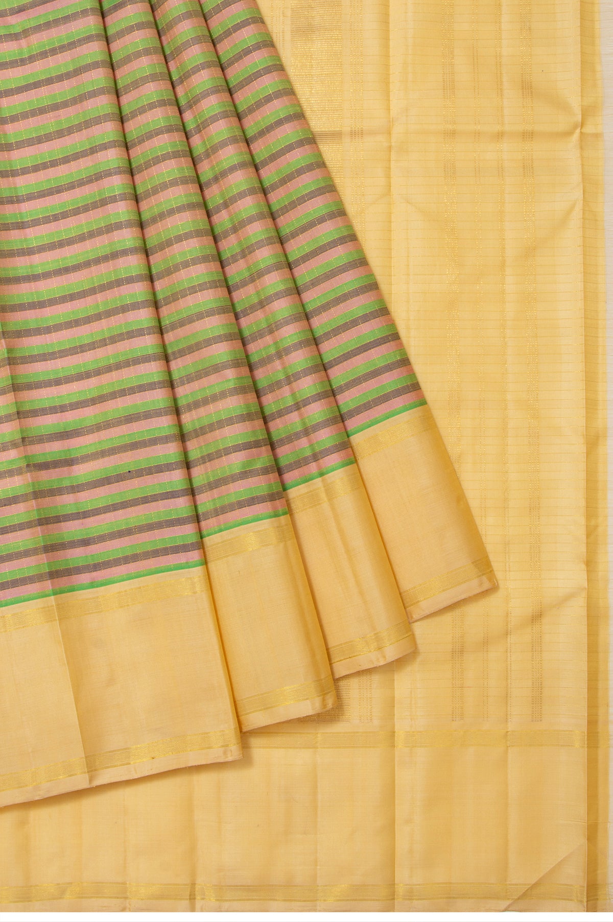 Multi Colour Striped Kanchipuram Silk Saree