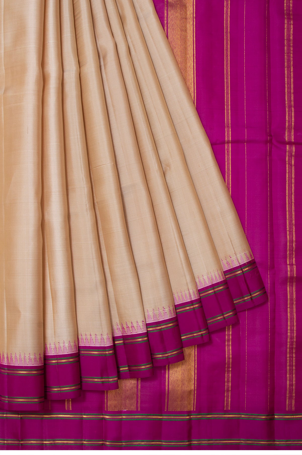 Sandal Kanchipuram Silk Saree with Thazhampoo Reku