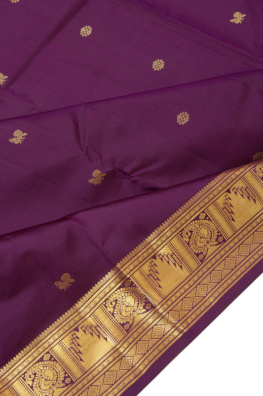 Purple Kanchipuram Silk Saree with Mayil Motifs