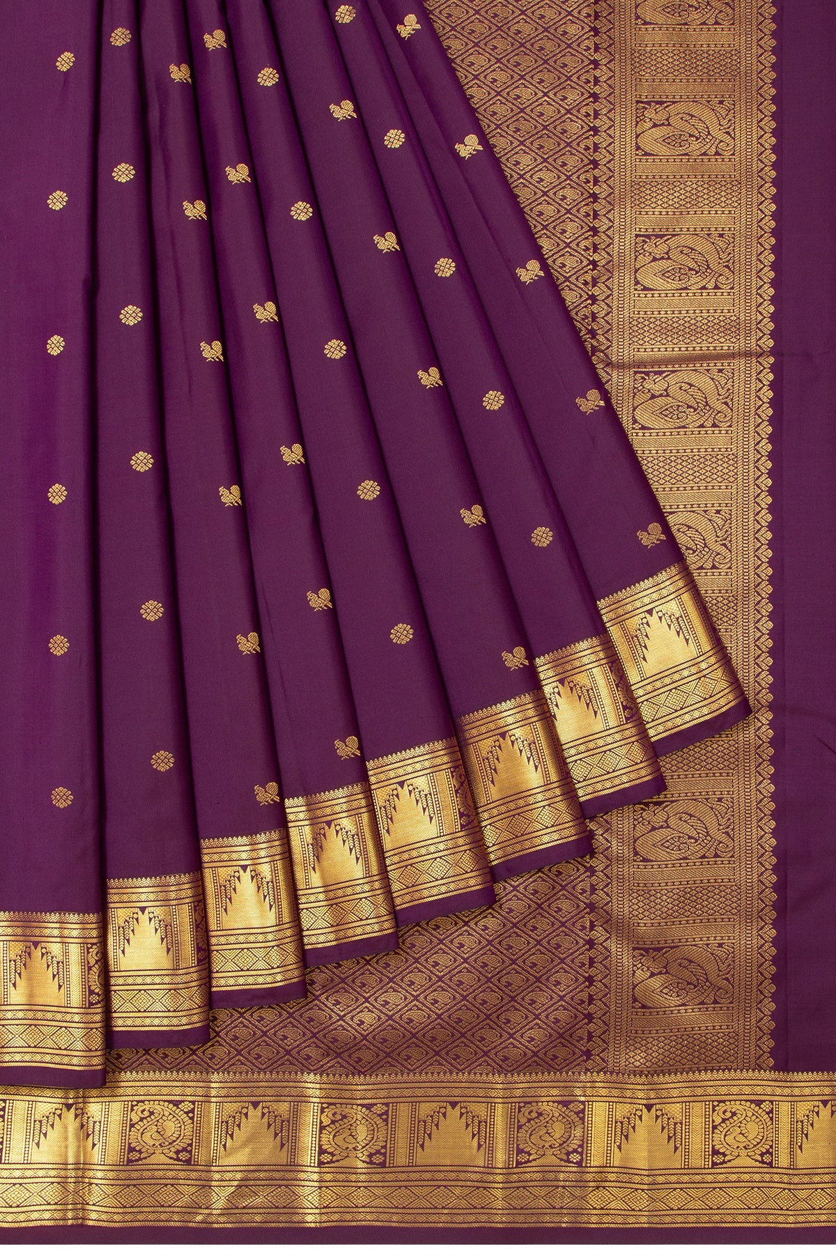 Purple Kanchipuram Silk Saree with Mayil Motifs