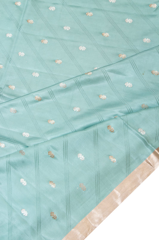 Sea blue Mashru Silk Saree