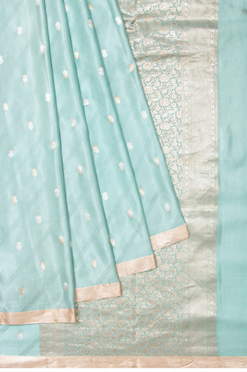 Sea blue Mashru Silk Saree