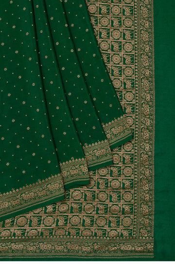 Green Banaras Georgette Saree with Antique Zari