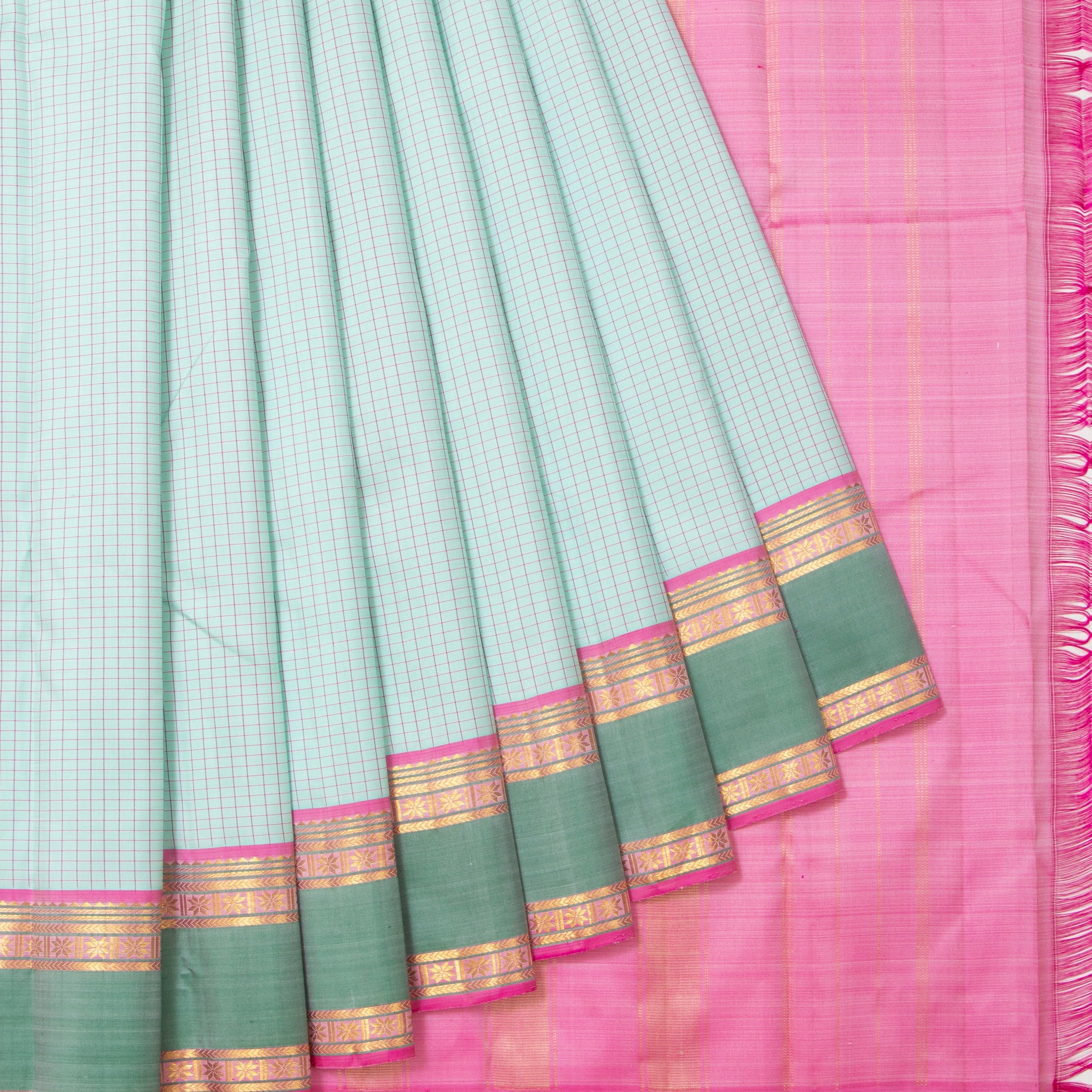 Sea green Kanchipuram Silk Saree