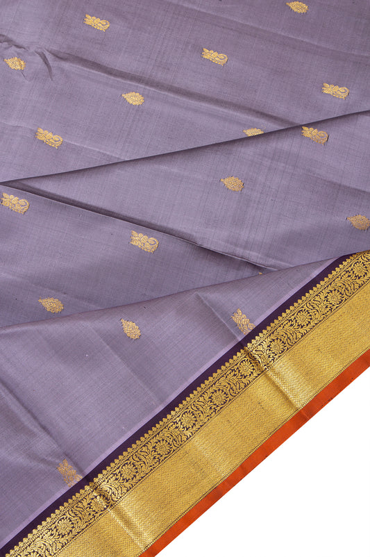 Lavender Kanchipuram Silk Saree with Leaf Butta