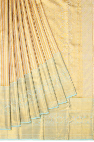 Gold Kanchipuram Tissue Silk Saree with Brocade and Floral Design