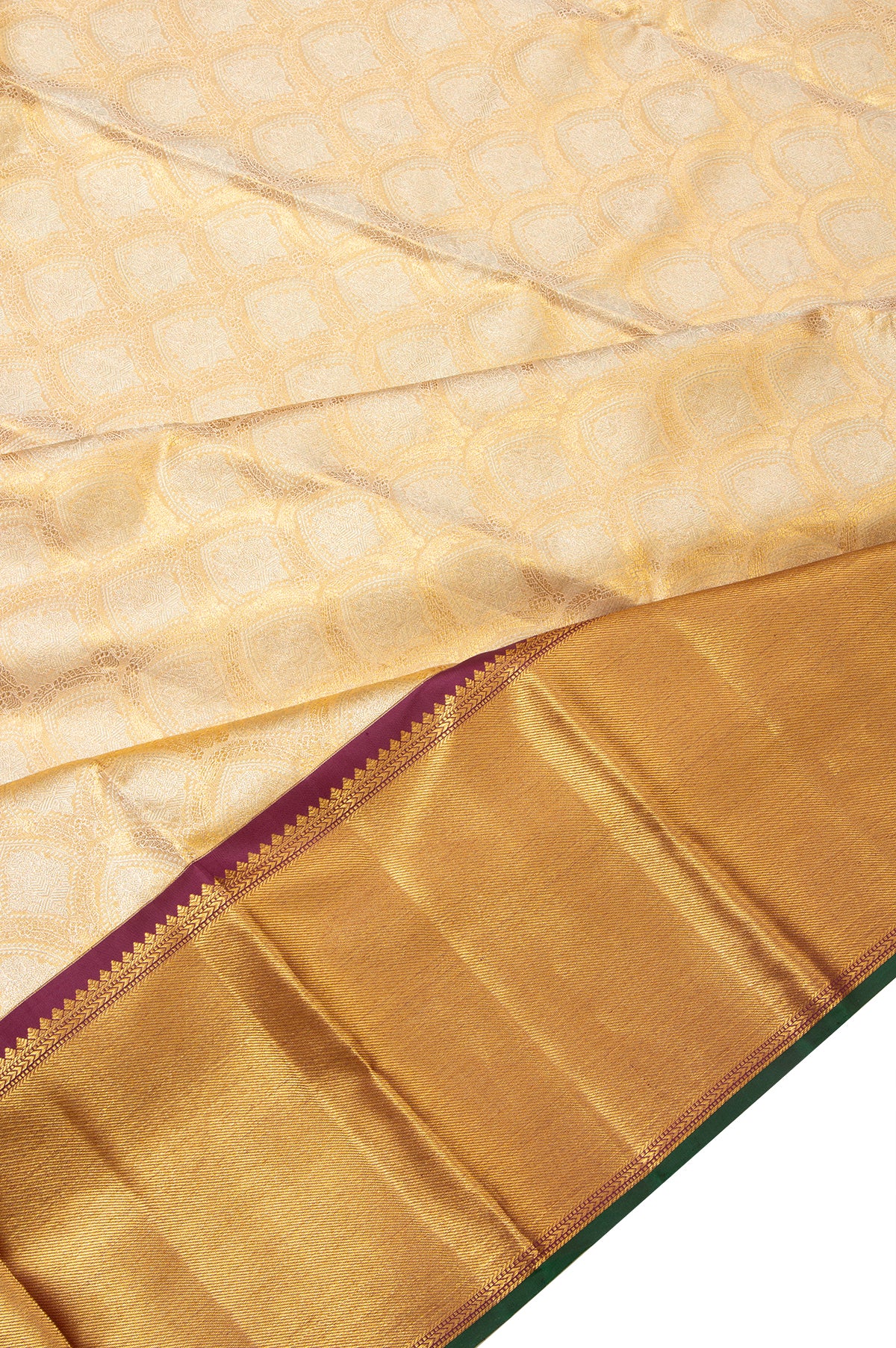 Sandal Kanchipuram Tissue Silk Saree with Purple Pallu