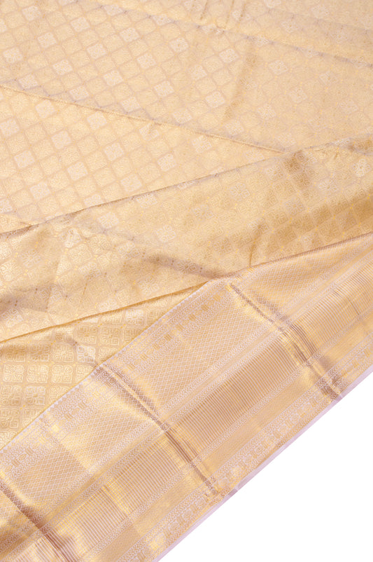 Sandal Kanchipuram Tissue Silk Saree with Polka Dot Pallu