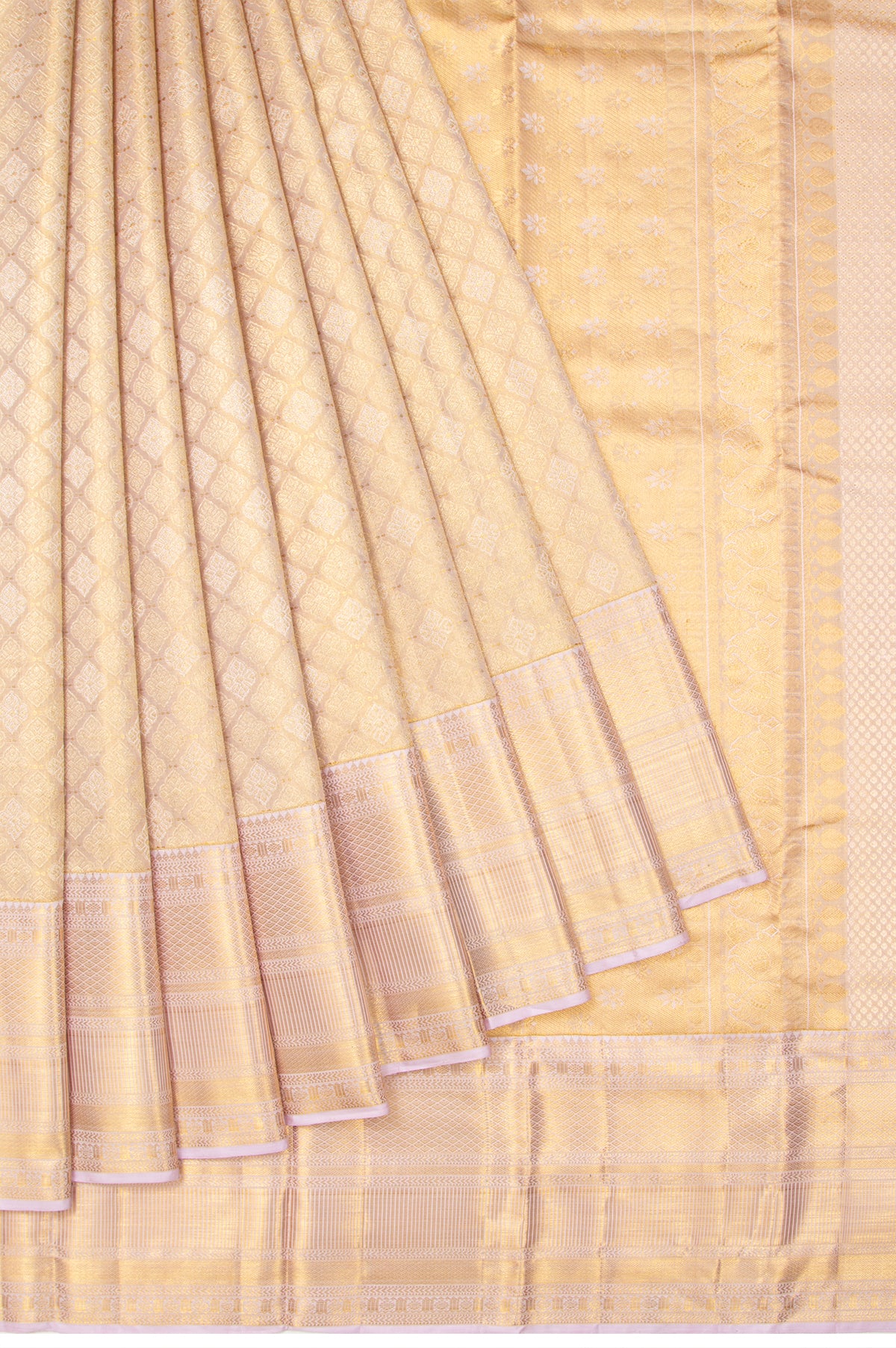 Sandal Kanchipuram Tissue Silk Saree with Polka Dot Pallu