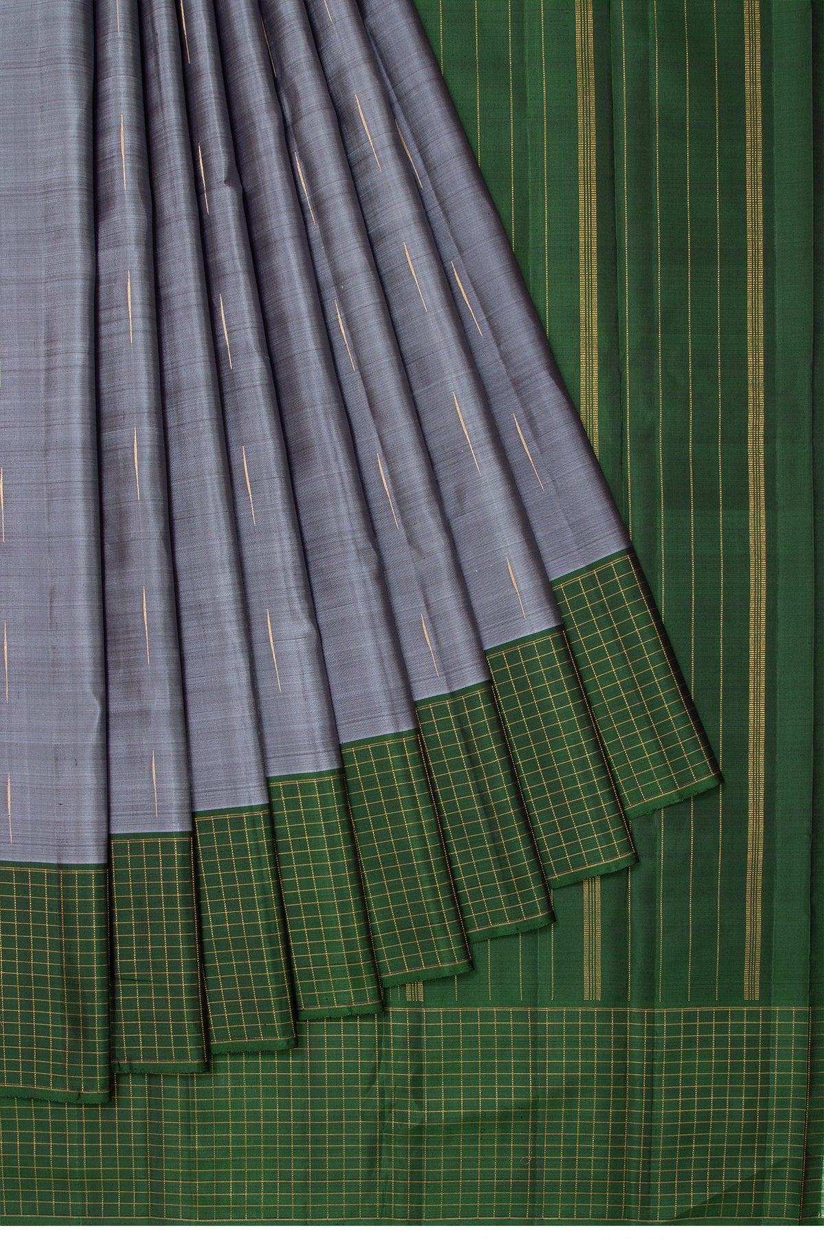 Grey Kanchipuram Silk Saree with Malli Moggu Butta