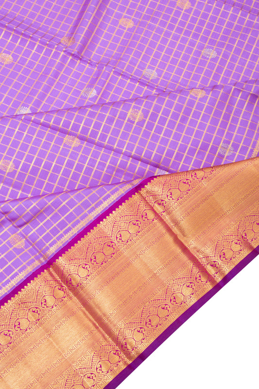 Lavender Kanchipuram Silk Saree with Mango Butta Border