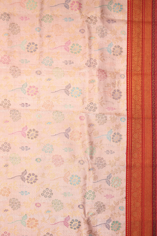 Peach Kanchipuram Silk Saree with Meenakari Work