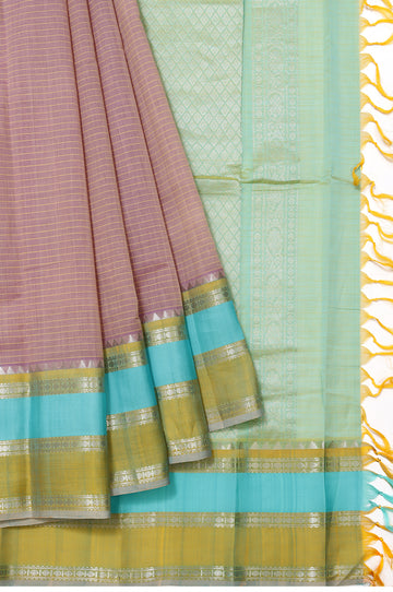 Lavender Kanchi Kora Silk Saree with Kili and Yanai Motifs