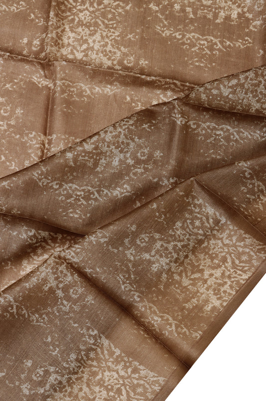 Mehendi Green Pure Silk Saree with Abstract Design and Plain Pallu