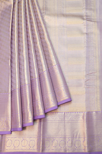 Lavender Kanchipuram Tissue Silk Saree with Chevron Stripes