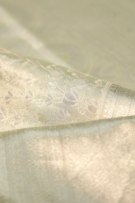 Pista Green Kanchipuram Tissue Silk Saree with All-Over Motifs