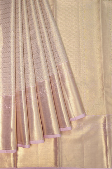 Pink Kanchipuram Silk Saree with Chevron Pattern