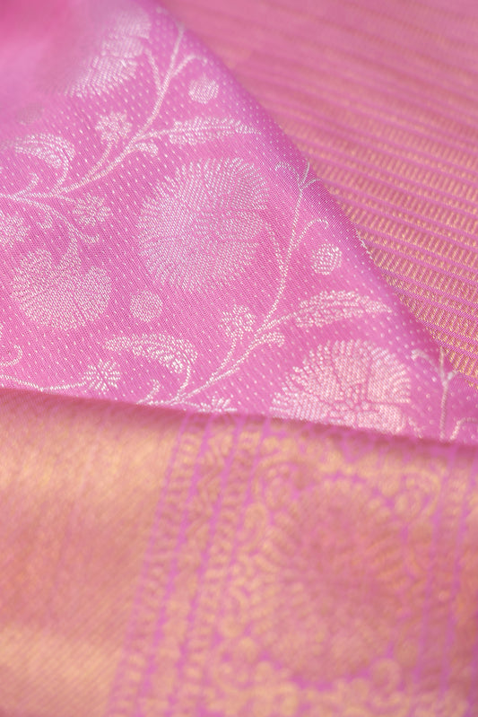 Pink Kanchipuram Silk Saree with Floral Jaal