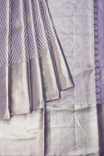 Violet Kanchipuram Tissue Silk Saree with Diamond Checks