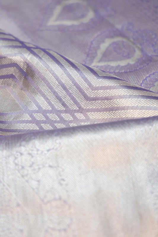 Violet Kanchipuram Tissue Silk Saree with Diamond Checks