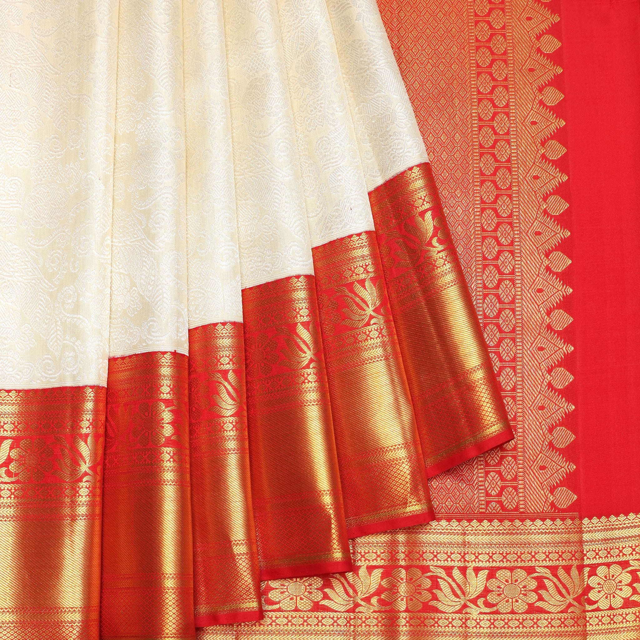 Cream Kanchipuram Silk Saree