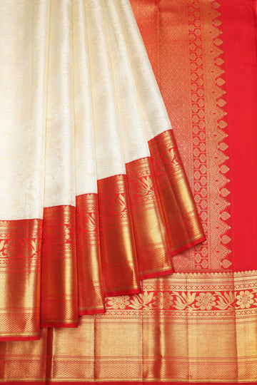 Cream Kanchipuram Silk Saree