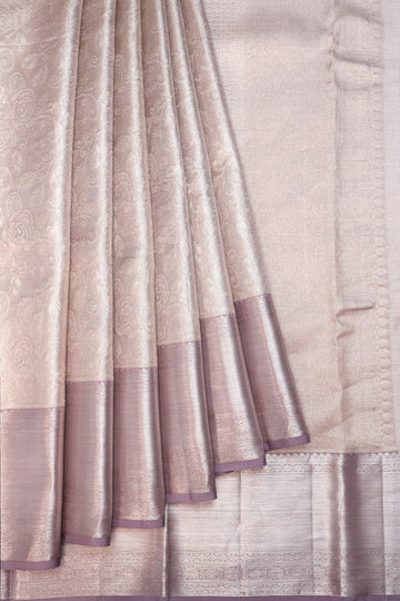 Lavender Kanchipuram Silk Saree with Twill Zari Border