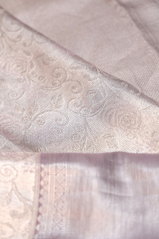 Lavender Kanchipuram Silk Saree with Twill Zari Border