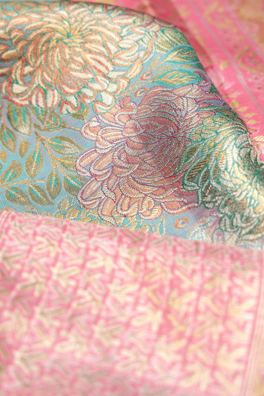 Green Kanchipuram Silk Saree with Meenakari Weave