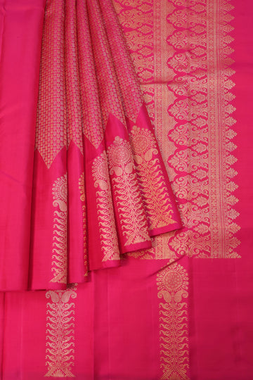 Pink Kanchipuram Silk Saree with Brocade Design