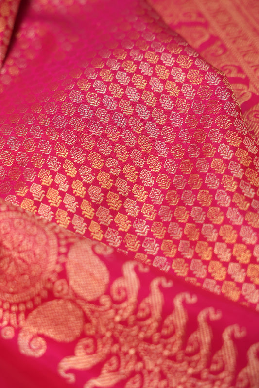 Pink Kanchipuram Silk Saree with Brocade Design