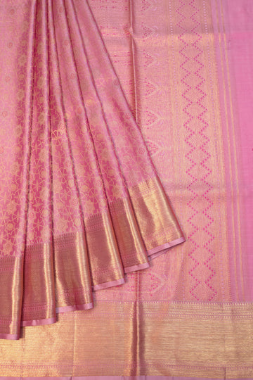 Pink Kanchipuram Silk Saree with Kaddi Border
