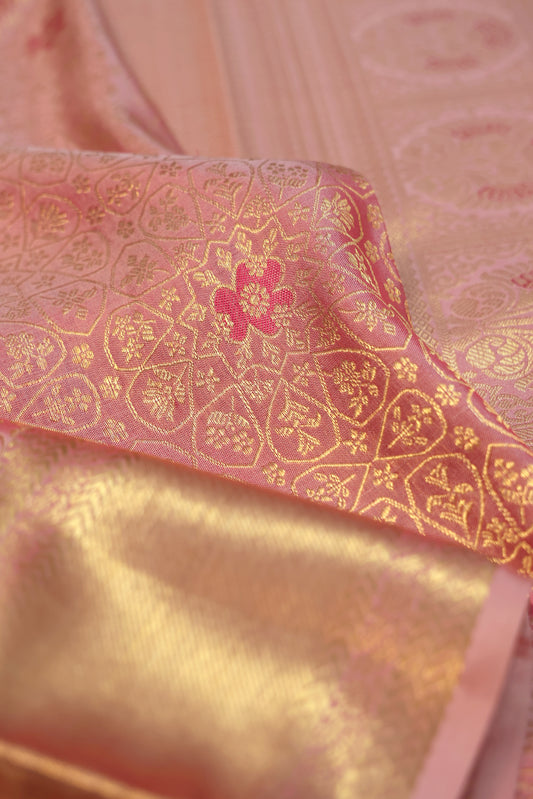 Onion Pink Kanchipuram Silk Saree with Kaddi Border