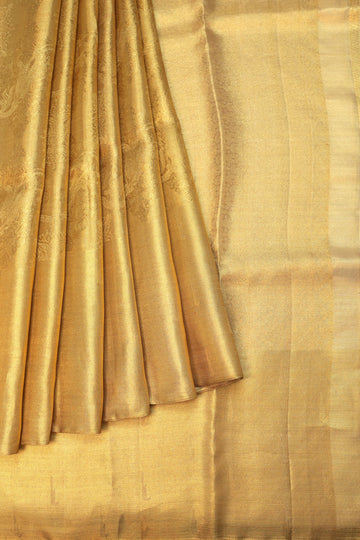 Gold Kanchipuram Tissue Silk Saree with Paithani Butta